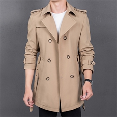 HN618限价198元主推男式秋季新款中长款纯色青年风衣P155，男装毛呢大衣，电商B360