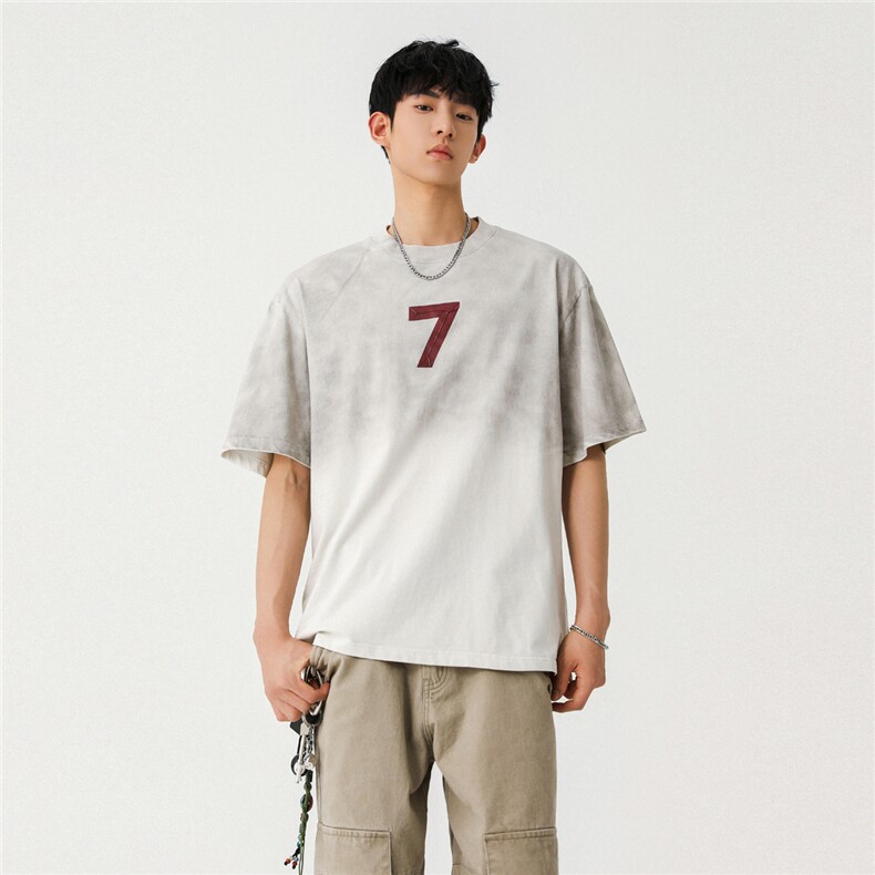 2026新款潮牌短袖宽松韩版字母印花扎染工艺T恤T8823/P5588,男装T恤,星座202