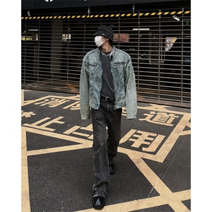 自家图，博主风cleanfit牛仔外套男美式复古垫肩夹克JK2409-P95图片