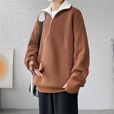 8XL-M立领半拉链毛衣男大码慵懒风宽松日系针织衫外套MY19002P78，男装针织衫/毛衣，电商B312