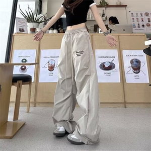 休闲裤男女韩版潮流高街帅气百搭阔腿裤2025夏季ins长裤K6217-P41图片