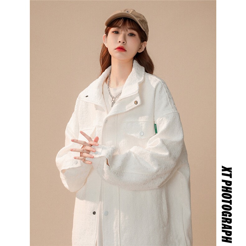 INCLEA美式复古工装外套男春秋新款潮牌压花设计宽松大码夹克，女装短外套，星座226-2