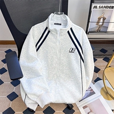 春秋插肩条纹立领卫衣男女简约宽松情侣开衫S637P58，男装卫衣，星座1116-2