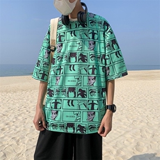 2024夏季新款印花短袖T恤男宽松嘻哈潮流半袖，男装T恤，电商A161-2