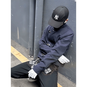 26春装高品质工艺老钱风翻领夹克外套男女潮牌金属扣工装宽松上衣图片