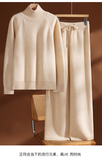 2025年秋季休闲风两件套亮片高领插肩,女装套装/套裙,玛莎羊绒, 2025年秋季休闲风两件套亮片高领插肩,女装套装/套裙,玛莎羊绒,