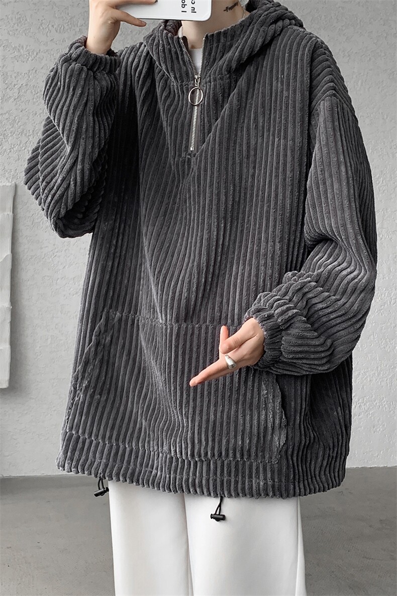 现货DSA059-WY7875-p55控78灯芯绒连帽卫衣高质量抖音品质重磅,男装卫衣,电商A059