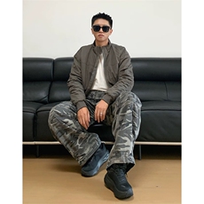 抖音得物美式潮休闲夹克春季立领纯色复古工装加厚棉服外套AMY01，男装夹克，电商A443