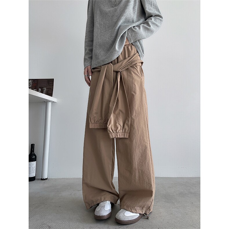 8XL-M休闲裤男美式高街纯色绑带宽松跳舞直筒裤潮K9127P68控98,男装休闲裤,电商D206-1