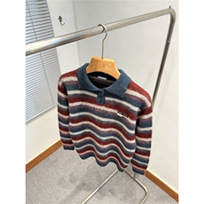 1506-1/MMY9823-21/P68美式慵懒覆古宽松polo领条纹毛衣男女秋冬，男装针织衫/毛衣，星座1506-1