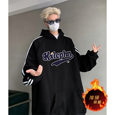 抖音得物供货提供视频秋冬重磅美式宽松织带连帽卫衣0618，男装卫衣，电商A486