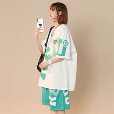 2024夏装潮短袖T恤两件套男女同款运动百搭套装8043-P78控价98，男装T恤，电商A441-1
