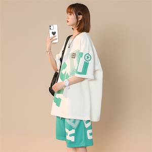 2024夏装潮短袖T恤两件套男女同款运动百搭套装 8043-P78 控价98图片