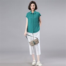 时尚套装女2023夏季新款天丝上衣休闲裤搭配一整套中年妈妈两件套，女装套装/套裙，奕阳依阁