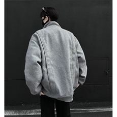 冬装新品弯刀袖毛呢加棉夹克棉衣休闲纯色加厚外套男G1104P108，男装夹克，电商A339