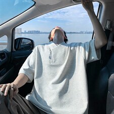 2026夏季新款270g华棉斜拉链V领短袖T恤DT6263-特P25建议零售价68，男装T恤，电商A001