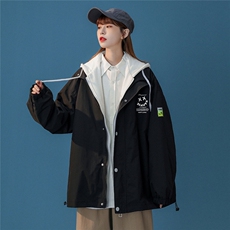 ！秋装新款韩版爱心创意时尚潮流假两件连帽夹克G375P65控88，男装夹克，A247A