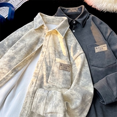 8XL-M秋冬款加绒加厚衬衫男做旧脏脏保暖外套大码衬衣CS29002P65，男装衬衫，电商B312