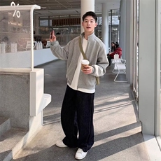 复古简约纯色立领卫衣男女情侣拉链衫外套上衣流行513AKS2631P43，女装短外套，星座513A