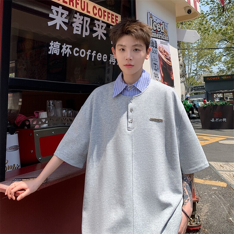假两件衬衫领短袖男A367 TJ33 P50图片