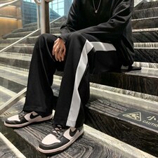 高街运动裤男ins潮牌直筒宽松bf情侣宽松拼接休闲裤嘻哈ZK21-P30，女装休闲裤，星座1008-2