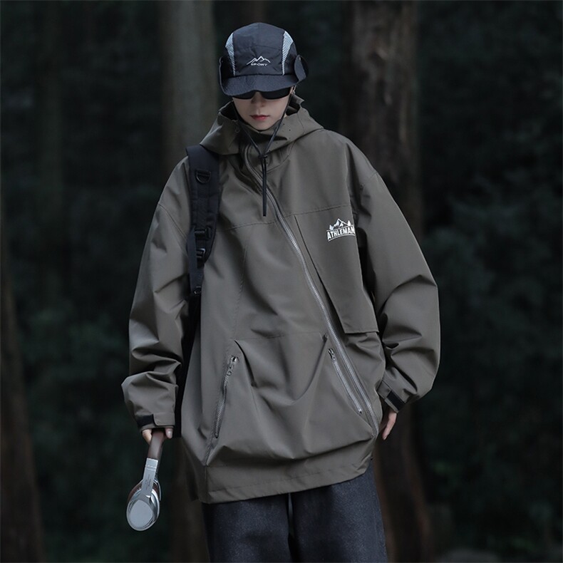 秋季防水情侣装美式户外登山服连帽冲锋衣外套男W7898-P66,男装夹克,星座512-4