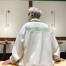 港风美式潮牌宽松百搭刺绣双面穿夹克男女XZ213-JK8865-P98控128，男装夹克，星座213