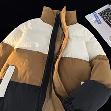 港风平铺新品冬季宽松情侣装撞色棉衣棉服冬装加厚外套D007-P90，男装棉衣，星座717