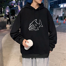 WY2041-P35加绒款-P40纯棉连帽卫衣男大码运动帽衫宽松薄外套男，男装卫衣，电商A040