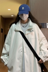 大码pu皮衣夹克钢印美式女复古oversize显瘦设计感情侣机车外套秋，女装短外套，星座226-2