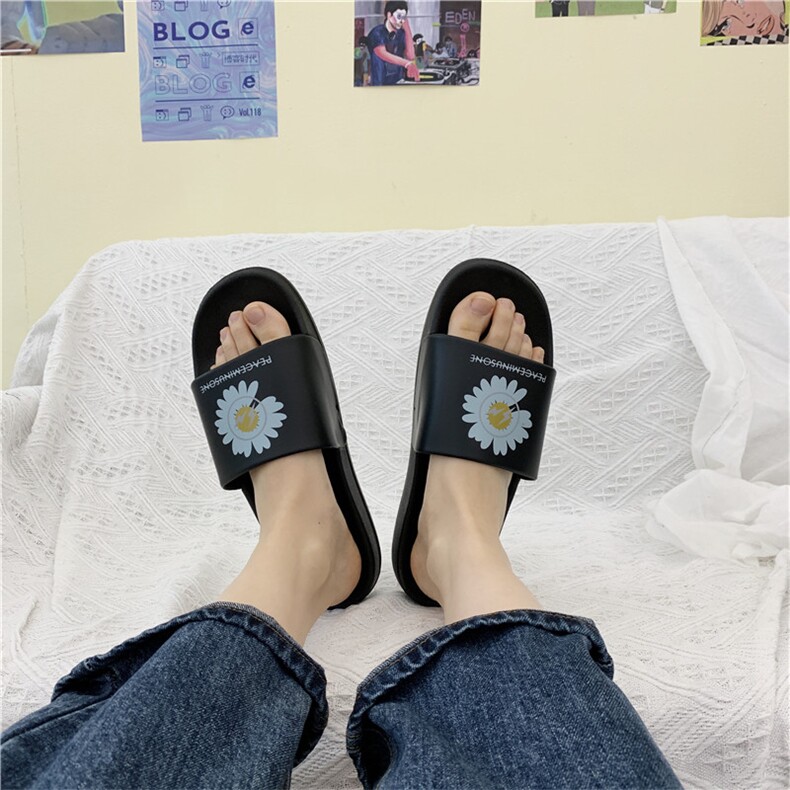 超火ins雏菊拖鞋夏2021新款男女情侣外穿家居凉拖一字拖A1,男鞋拖鞋,星座1501