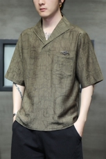 新中式立领风潮T恤短袖民族服饰刺绣汉服时尚唐装T2416-P65，男装T恤，电商A227