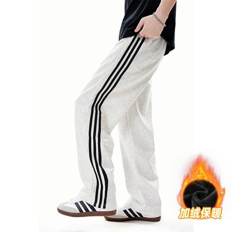 A178-K2838JR大货秋冬季加绒加厚三条杠卫裤直筒宽松特P42,男装休闲裤,电商A178