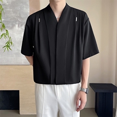 轻熟风~2025夏季新款薄款冰丝垂感中袖衬衫C320/P65，男装衬衫，电商B331