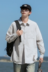 25年春季纯色衬衫长袖大码宽松落肩现货DS-C323-1-2383-特批35，男装衬衫，电商C323-1