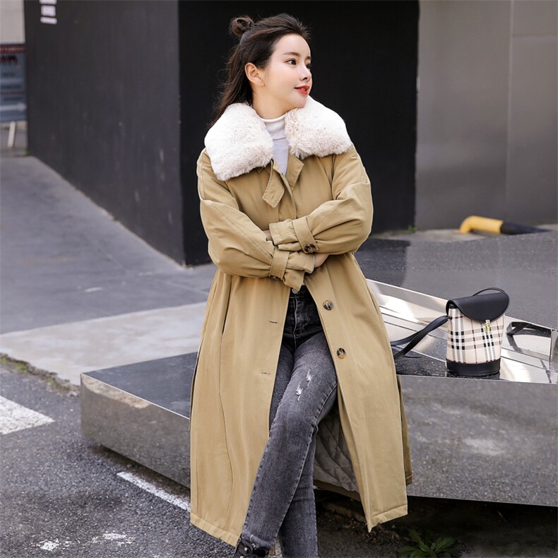 棉衣/棉服2020冬季中长款时尚气质优雅百搭韩版纯色风衣简约收腰,女装棉衣/棉服,瑶迪依秀