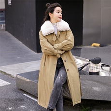 棉衣/棉服2020冬季中长款时尚气质优雅百搭韩版纯色风衣简约收腰，女装棉衣/棉服，瑶迪依秀
