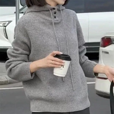 秋冬新款纯色连帽时尚百搭，女装针织衫/毛衣，泰沅羊绒