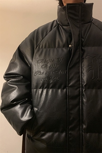 冬款字母肌理压花立领棉衣boy美式盐系加厚保暖棉服A071-589-P115图片