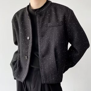 春秋轻奢高级感小香风外套男士韩版潮流时髦亮丝呢子西服痞帅气质图片