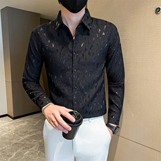 秋冬社会小伙店主风提花长袖衬衫301A-1/CS456/P55，男装衬衫，星座301A-1