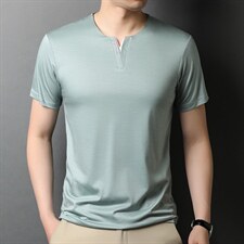 新款透气短袖T恤男夏季爸爸装polo丝光棉男士中年休闲无痕半袖P85，男装T恤，钱塘6003A(原)4033A
