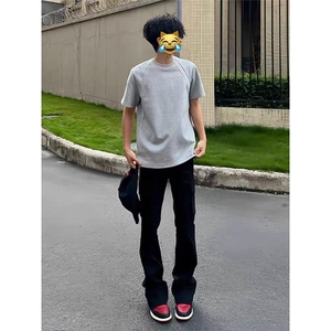 美式微喇迷彩牛仔裤男女潮牌高级感vibe裤子弯刀工装裤WX3099 P43图片