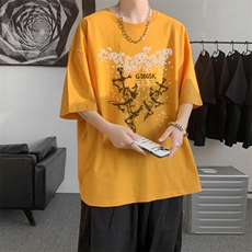 夏季内景宽松短袖T恤男潮重磅创意印花体恤衫，男装T恤，电商B316