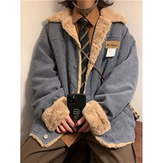 高品质冬男灯芯绒棉衣字母贴标羊羔毛棉服加绒加厚棉袄MY6571P70，男装棉衣，星座1013-1