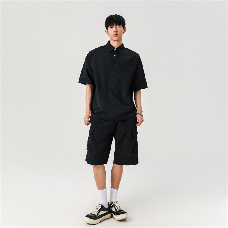 夏季半拉链polo衫短袖t恤男套装宽松休闲两件套A406 TZ5067 特P65图片