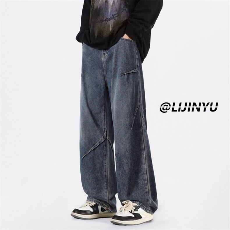 宽松直筒有型牛仔裤时尚褶皱设计S-3XLK780-特批-4279,男装牛仔裤,星座718-1