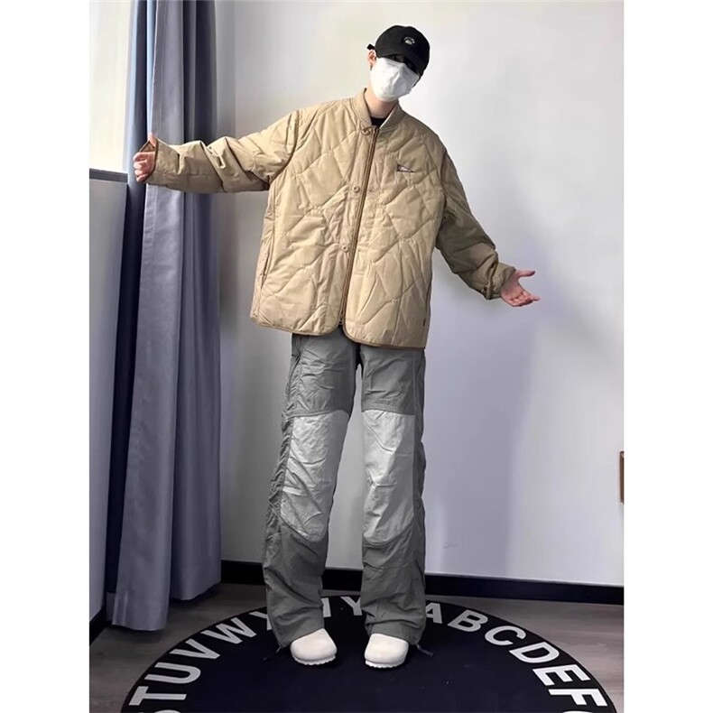 古着vintage棉服潮牌高级感菱格棉衣棒球领棉袄JK9701,男装棉衣,星座516A