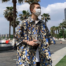 夏季短袖夏威夷印花衬衫男碎花时尚痞帅韩版宽松潮流海边度假，男装衬衫，星座1013
