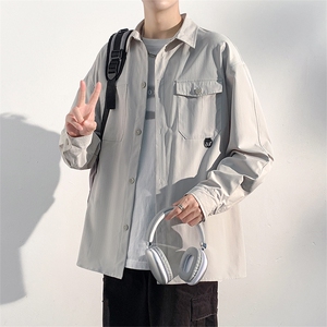 G802-P45 秋季新款港风休闲宽松长袖衬衫男图片